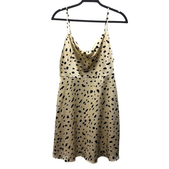Astr The Label XL Cream Animal Print Satin Slip Dress With Adjustable Straps - Picture 2 of 6